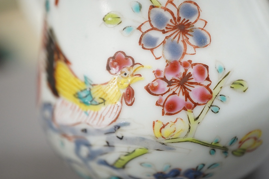 A Chinese famille rose ‘cockerel’ cream jug and cover, Yongzheng period